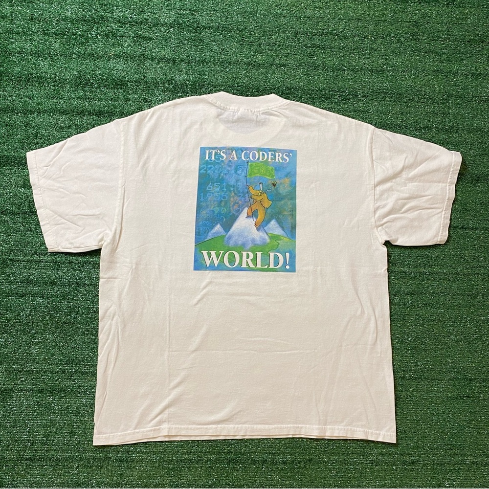 Vintage White Tech Shirt “It’s A Coders’ World”  Software